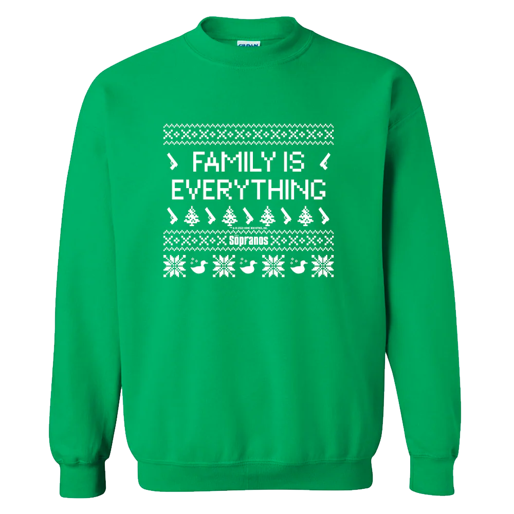 The Sopranos Family Is Everything Ugly Holiday Fleece Crewneck Sweatshirt - Image 2