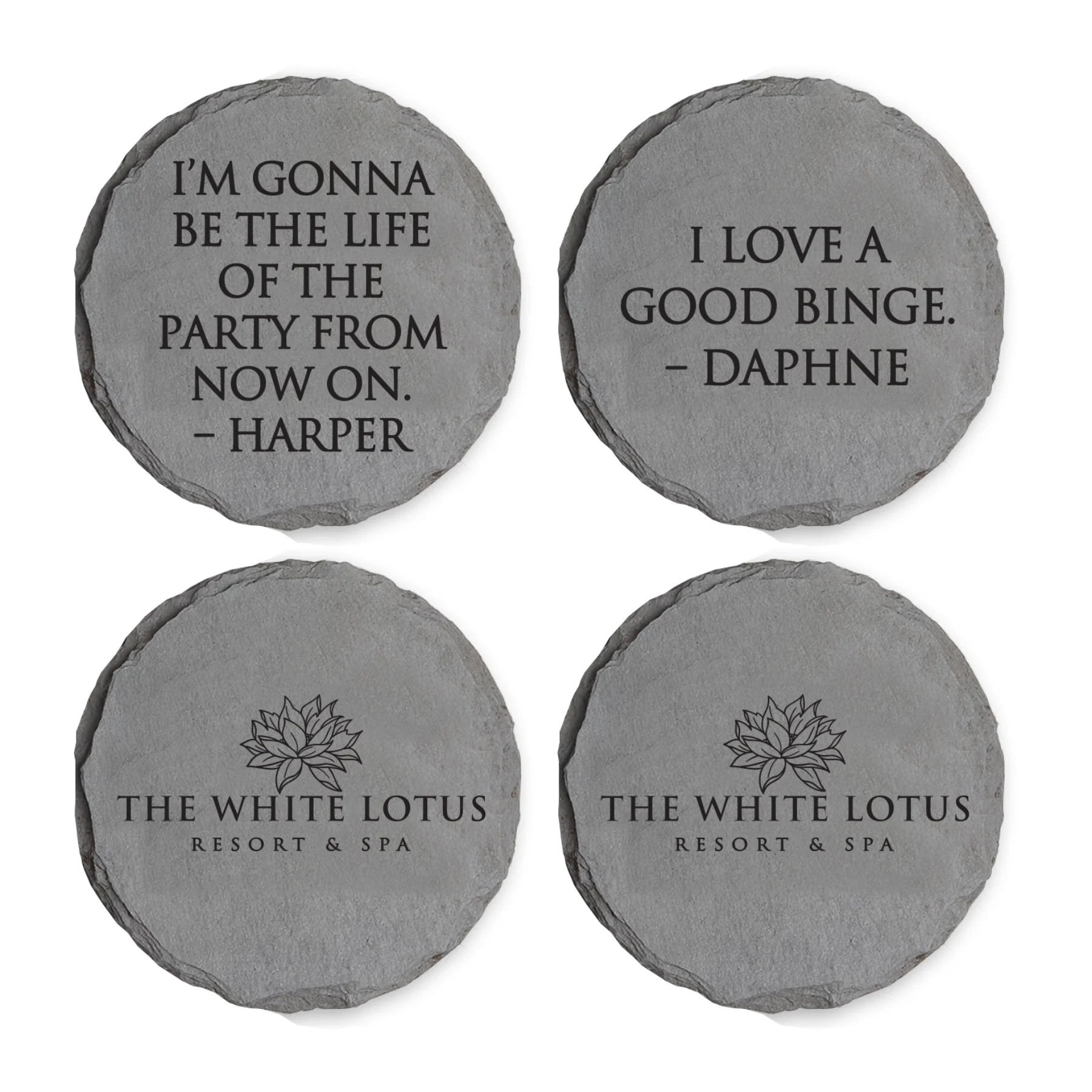 The White Lotus Multi Quotes Slate Coasters
