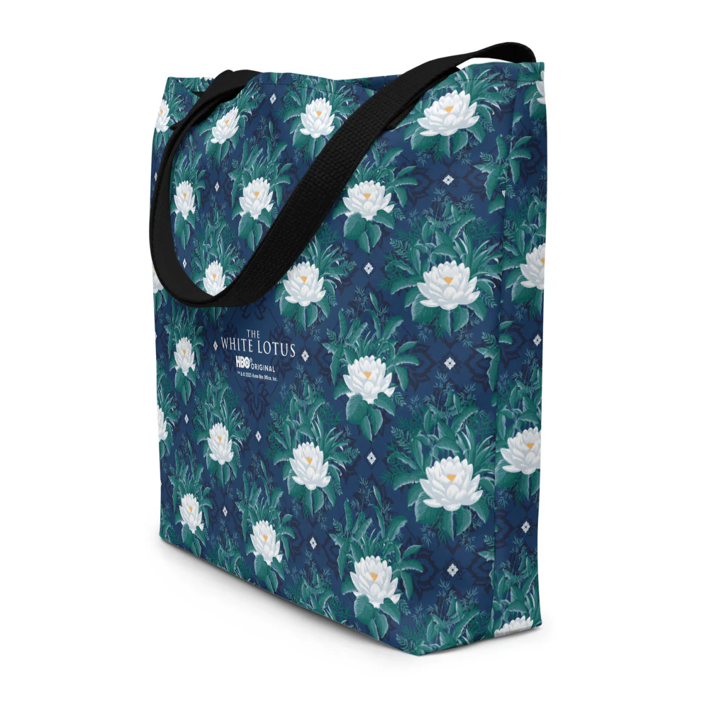 The White Lotus Pattern Tote Bag - Image 3