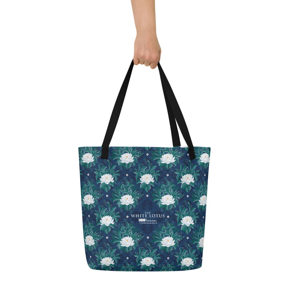 The White Lotus Pattern Tote Bag - Image 5