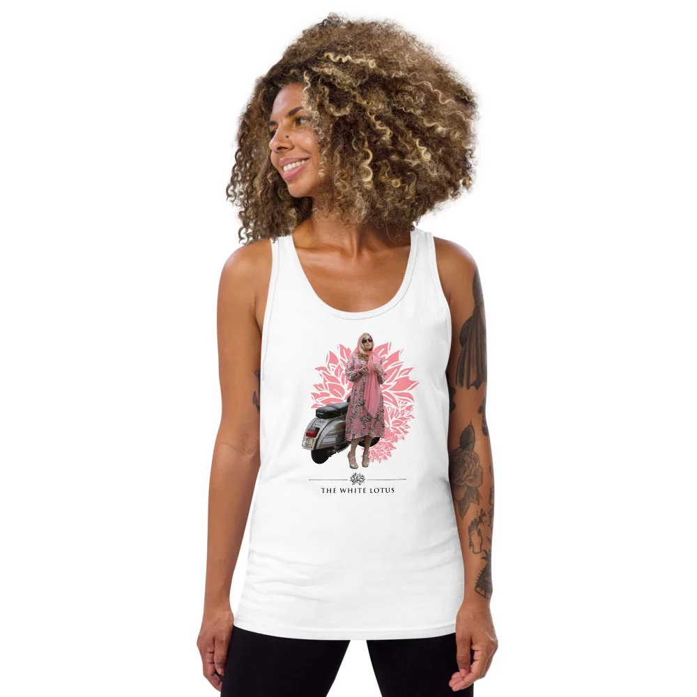 The White Lotus Scooter Adult Tank Top - Image 4
